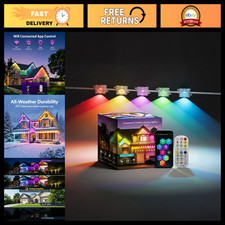 100ft RGBIC Permanent Outdoor String Lights - Color Changing LED Patio Lights