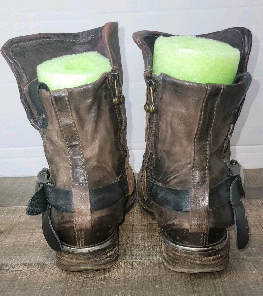 AS98 Airstep Mujer 7.5 Motociclista Botines Cuero Marrón Envejecido  Foto 2 de 4
