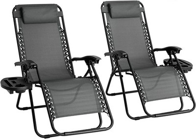 Zero Gravity Outdoor Relaxsessel 2er Set klappbar Sonnenliegen grau