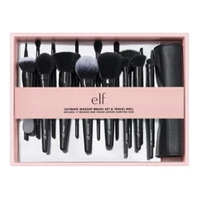 Ultimate Makeup Brush Set & Travel Roll, 17-Piece Brush Kit, Brushes for Eyeshad