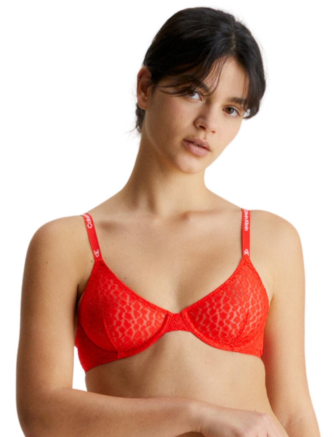 32C Calvin Klein Lace Bra Demi Unlined Underwired Lace Lingerie 000QF7173E