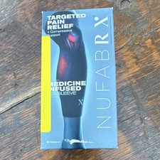 Nufabrx Medicine Infused Leg Compression Sleeve Pain Relief Support Size L Black