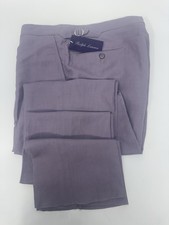 NWT Ralph Lauren Purple Label Silk  Linen Dress Pants Dusty Lilac 34 x Unf 595