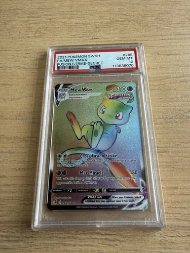 Pokemon Fusion Strike Mew Vmax 268/264 Secret Rare Rainbow Full Art Holo PSA 10