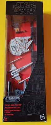 Star Wars The Black Series Titanium X-Wing, Millenium Falcon, X-Wing & Tie Figh.