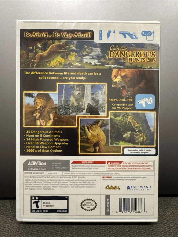 Cabela's Dangerous Hunts 2009 - Nintendo Wii Pristine Tested Authentic - Image 2 of 2