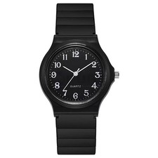 Unisex Ultra-Thin Quartz Watch – Black Resin Strap Analog Wristwatch