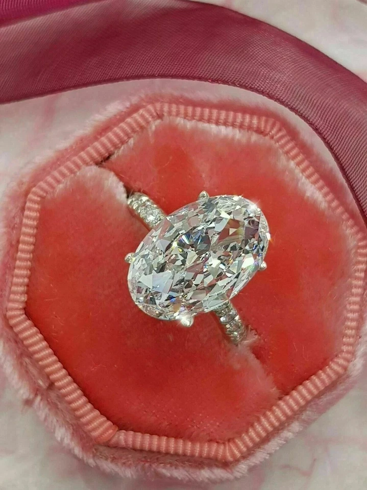 Solitaire Wedding Ring 3CT Oval Cut Lab-Created Diamond 14K White Gold Over - Image 2 of 4