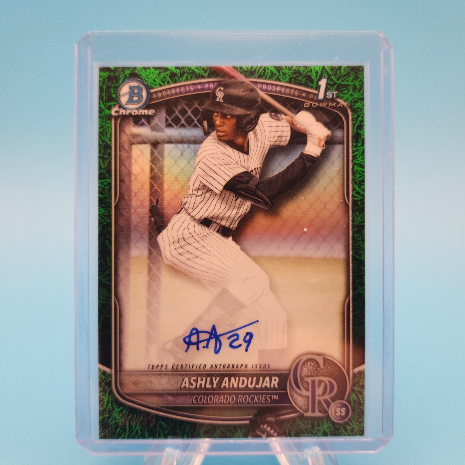 2025 Bowman Chrome Prospects Ashly Andujar 1st Auto Green Grass #/99