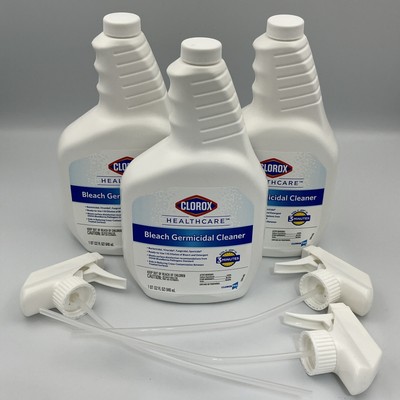 Clorox HealthCare CLO68970 Bleach Germicidal Cleaner 32oz Lot Of 3 w/ Sprayers
