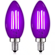 40-Watt Equivalent LED Purple Light Bulbs, 4.5-Watt, Colored Glass Candelabra Bu