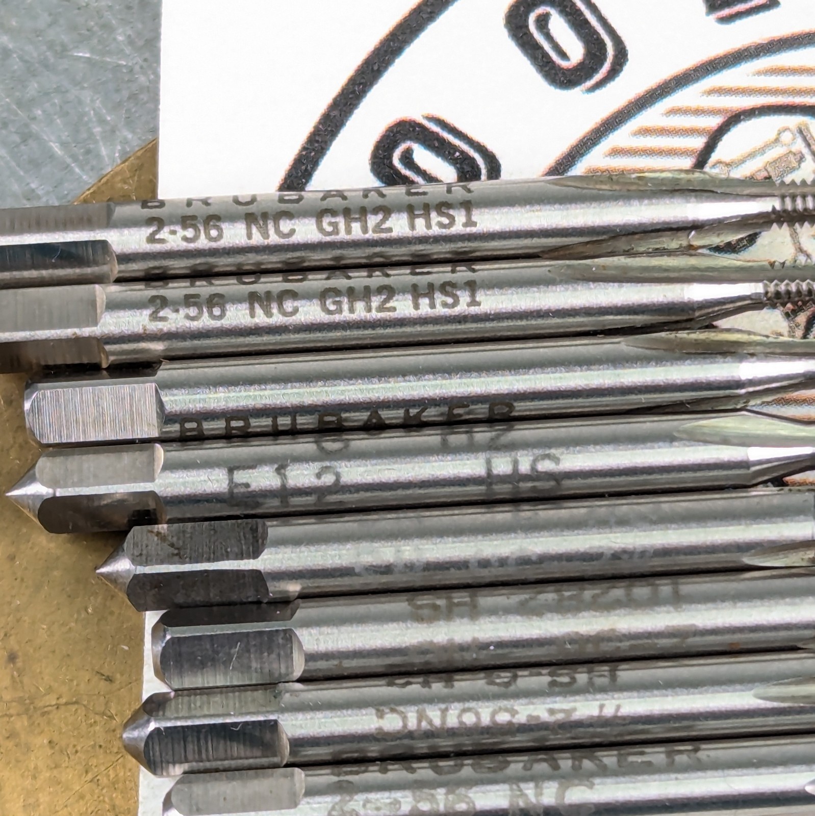 9 Taps 2-56 Sharp! HSS 3-Flute Taper Plug Bottom Brubaker GTD Machinist Tool{915