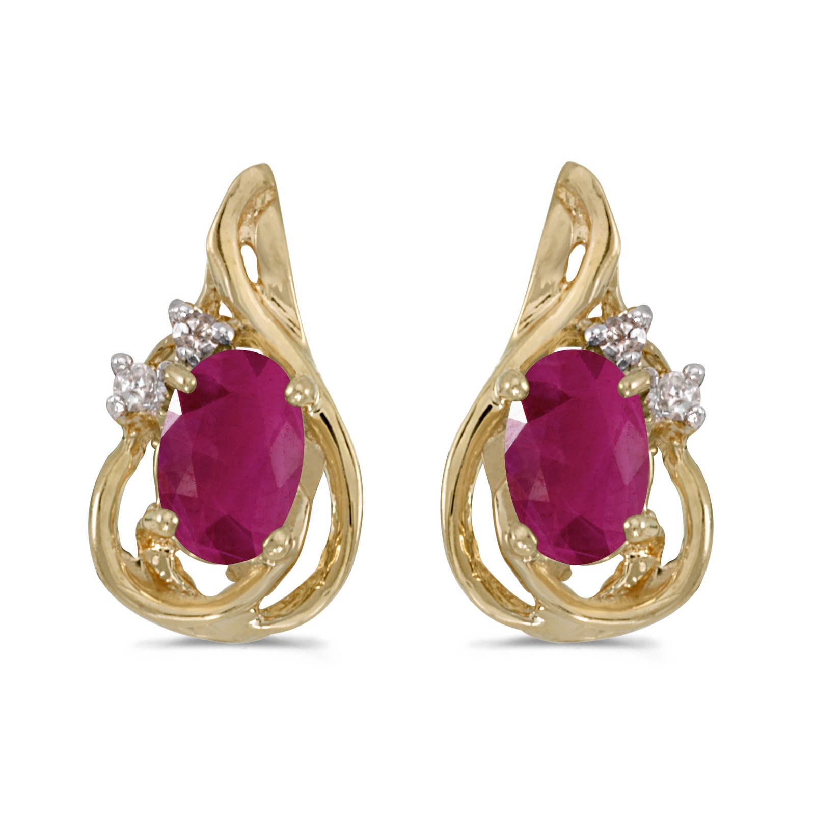 LXR 14k Желто-золотой овал с рубином и бриллиантами в форме капли 072 карата 185690₽