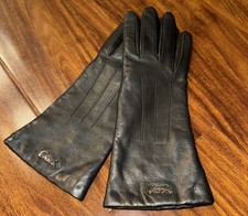 COACH Black Leather Gloves Cashmere Lined Womens Size 7