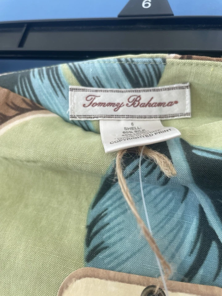 Falda Tommy Bahama Mezcla Seda Línea A Hoja Tropical Estampado Floral Talla 6 Nueva con Etiquetas Foto 3 de 3