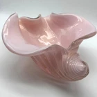1959 Murano Alfredo Barbini Glass Conch Shell Bowl Mid Century Modern 10"x 11"