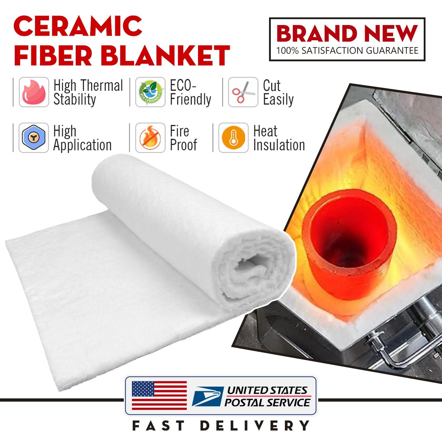 10MM Fireproof Insulation Blanket for Pizza Ovens Chimneys Dishwashers