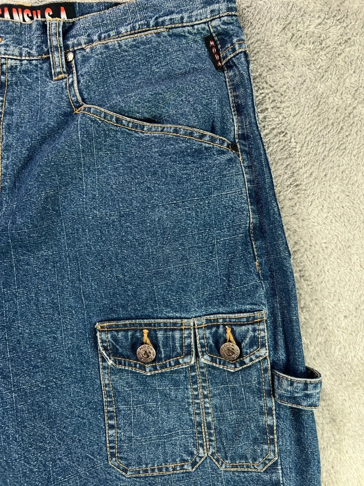 Vintage MODA Jeans Mens 38x32 Cargo Skater Jeans Grunge Hip Hop Distressed USA - Image 4 of 4