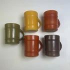 5 Vtg Anchor Hocking Fire King Ranger Barrel Coffee Mugs Orange Yellow Green BRN