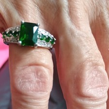 Silver Tone On 10Kt Cocktail Ring Size 8 with...