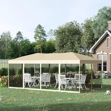 10'x20' Pop Up Party Tent Gazebo Wedding Canopy with 6 Sidewalls, Beige