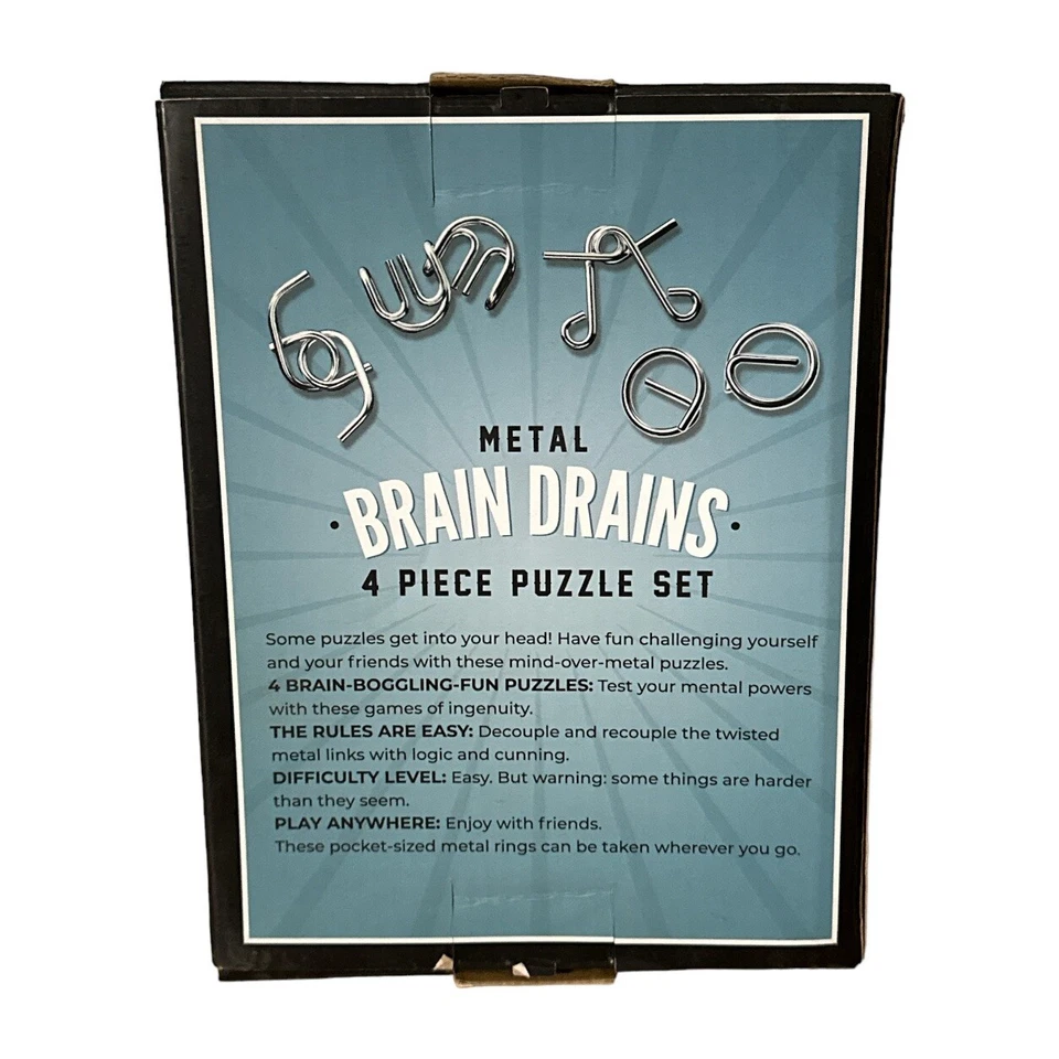 Metal Brain Drains 4 Piece Puzzle Game Set Challenge Teaser - Image 2 of 4