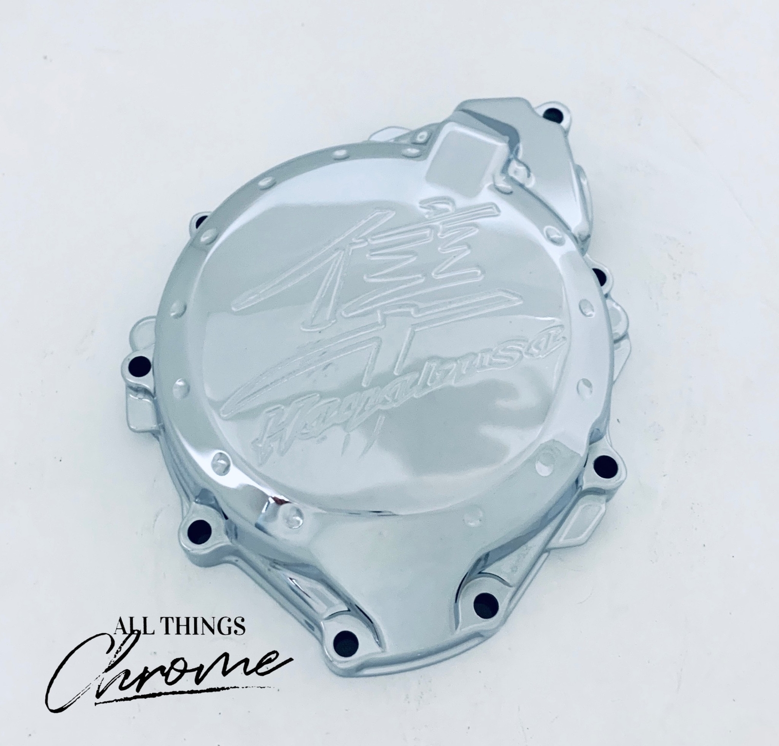 HAYABUSA ENGRAVED CHROME DIAMOND CUT STATOR COVER 1999-2007 SUZUKI HAYABUSA