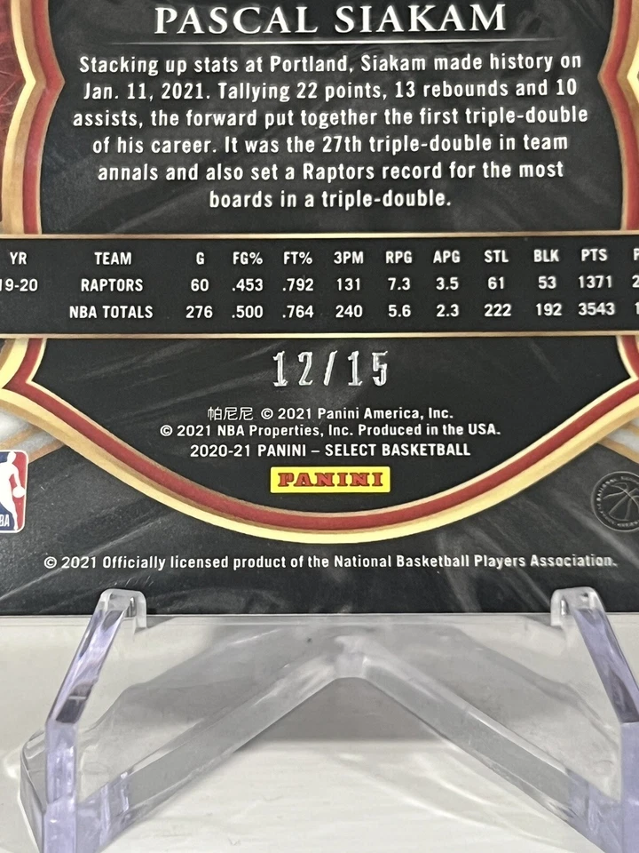 Pascal Siakam 2020-21 Select FOTL Orange /15 Prizm Pulsar SSP #46 Raptors - Image 3 of 3