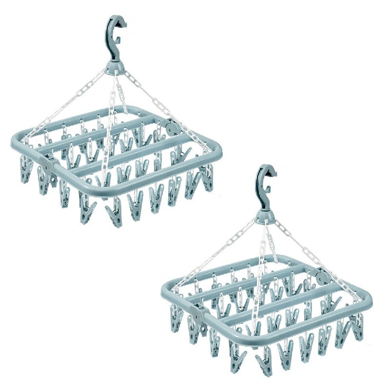 2Pack 32 Peg Dryer Washing Line Airer Clothes Horse Underwear Socks