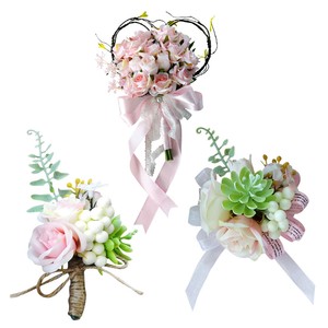 Détails Sur Pièces De 3 Mode Mariée Bouquet Corsage Poignet Fleur Mariage Cérémonie