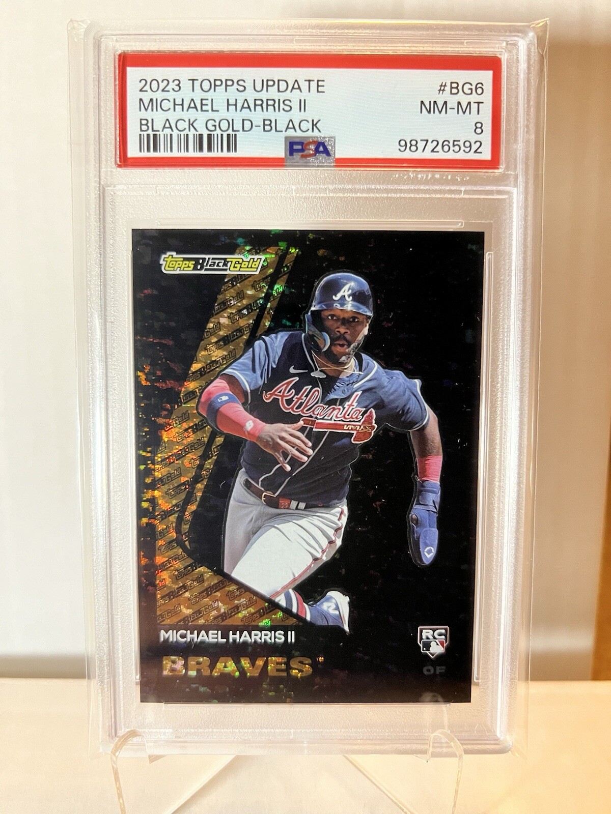 2023 Topps Update Black Gold Black Michael Harris RC #/299 Atlanta Braves PSA 8