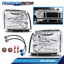 Halo DRL Chrome Headlights Fit For 1999-2004 Ford F250 F350 Superduty Excursion