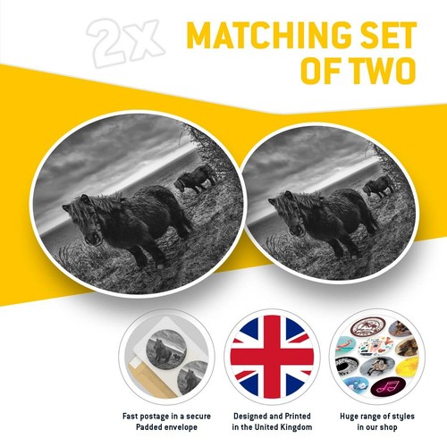 2 x Vinyl Stickers 20cm (bw) - Black Shetland Pony Ponies Horse #36593 - Picture 2 of 8