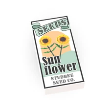 Seed Packet, Sunflower - Custom Printed Minifig Scale - (1x2 Tile) - Brick City