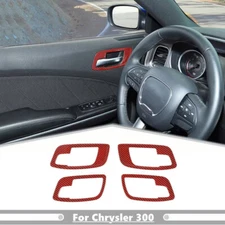 Red Carbon Inner Door Handle ​Bowl Trim Accessories For Chrysler 300/Charger 11+