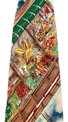 Nicole Miller Men’s Silk Tie Chicago Skyline Rare Vintage 1994 Home Run Inn - Picture 2 of 4