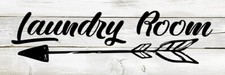 Laundry Room Arrow Chic White Farmhouse Wood Sign Wall D cor B3-06180028164