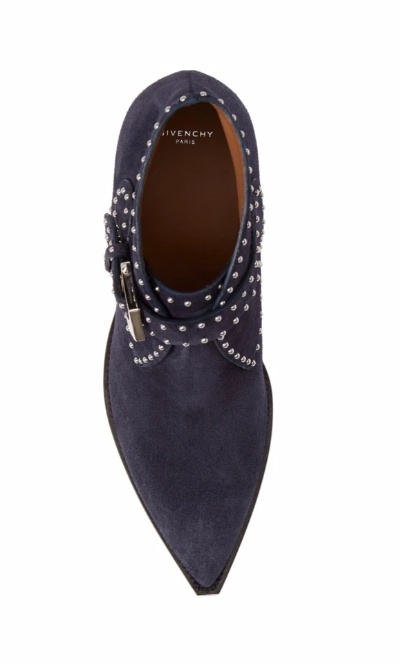 Nuevo en caja Botines occidentales Givenchy elegantes de gamuza azul con tachuelas talla 40EU/9,5US $1095,00 Foto 4 de 4