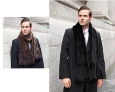 100% Mink Fur Scarves Wraps  Men's Handmade Real Mink Fur Collar Scarf XMAS Gift