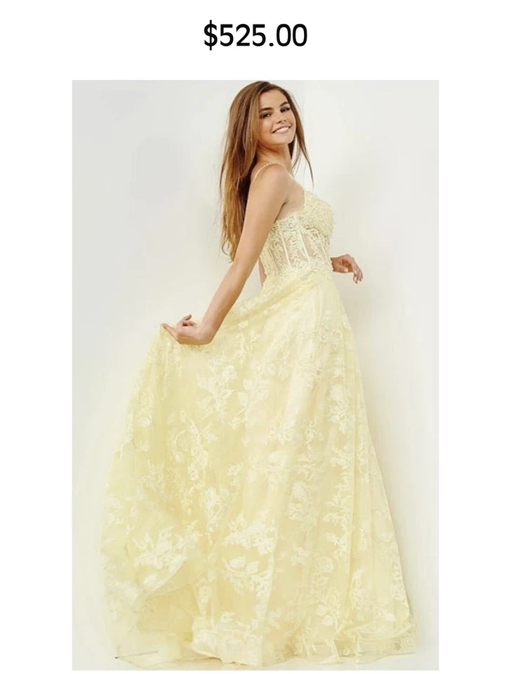 Vestido de graduación amarillo JVN06474 talla 22 pero se ajusta como un 18 Foto 4 de 4
