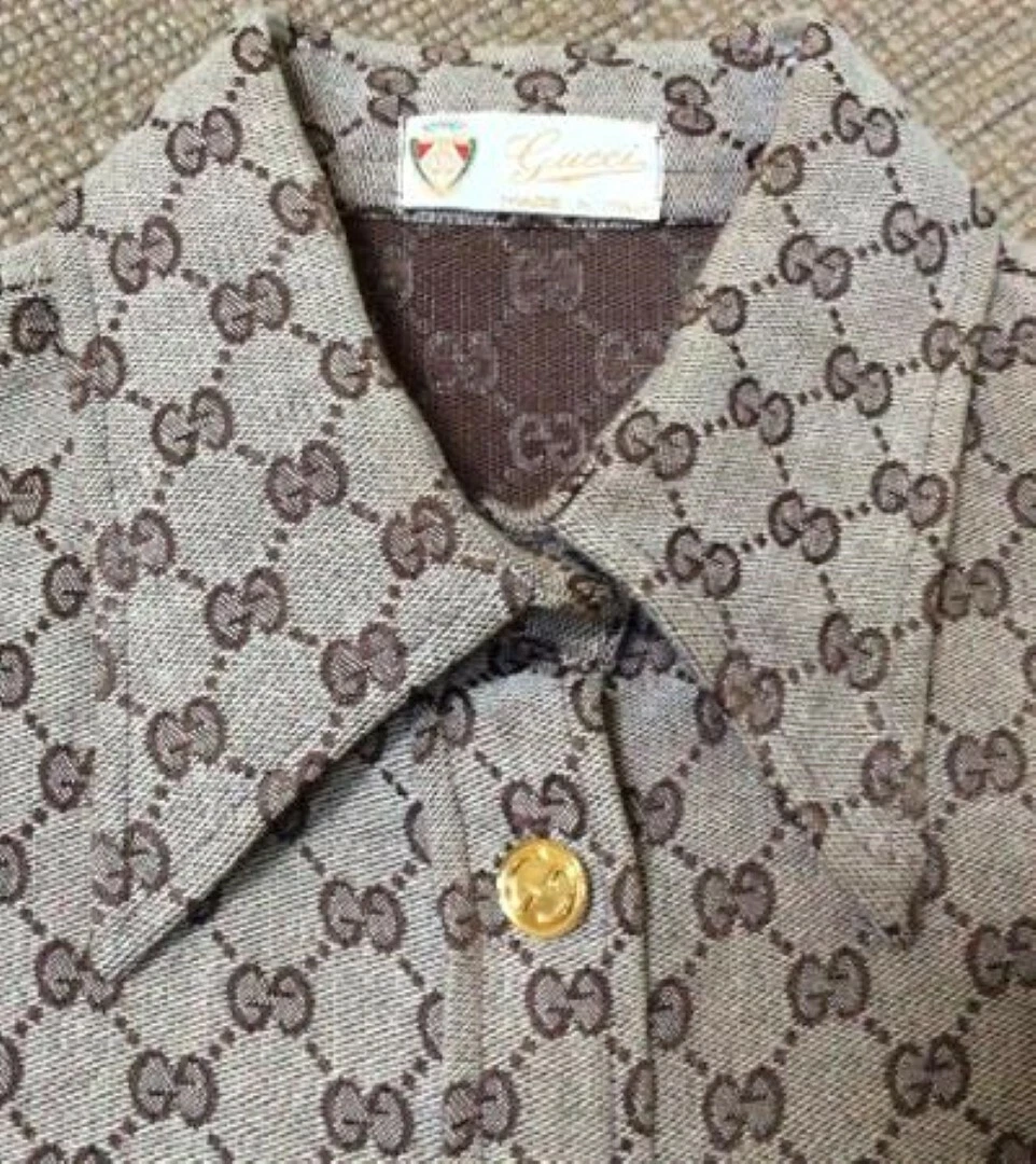 Gucci, Tops, Vintage Gucci Monogram Button Up