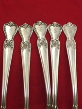 International SIGNATURE 1950 Old Company Monogram S Silverplate 5-Salad Forks