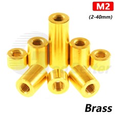 M2 Brass Round Long Nuts Spacers Standoffs Stud Connector Threaded Sleeve 2-40mm