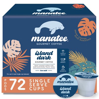 MANATEE GOURMET COFFEE SINGLE SERVE PODS FOR K-CUP BREWERS, ISLAND DARK 72  CT. | eBay