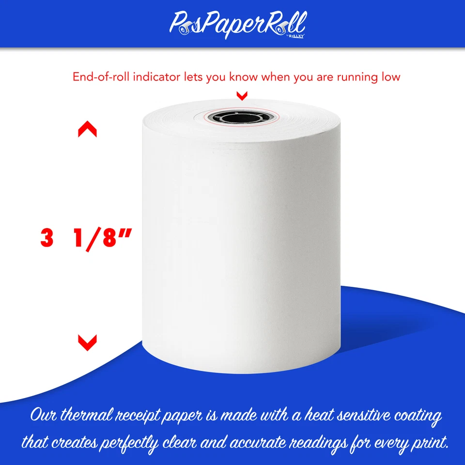 3-1/8" x 230' THERMAL POS RECEIPT PRINTER ROLL PAPER BPA FREE USA - 50 ROLLS - Image 3 of 4
