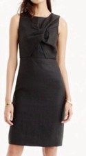 JCrew Drape Knot Dress in Irish Linen Black Style G4448 Sz 4- NEARLY NEW