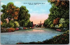 Muncie Indiana IND, White River, Minnetrista Boulevard, Scenic Nature, Postcard