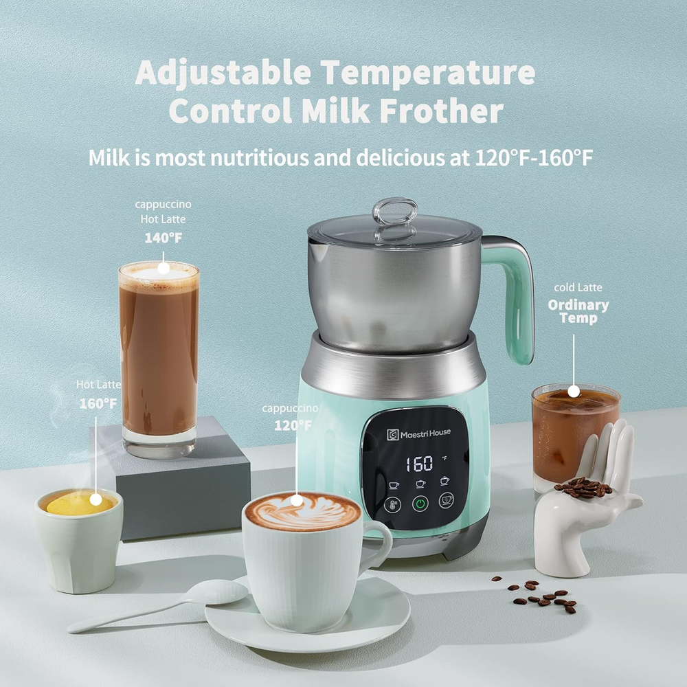 21OZ Milk Frother with Adjustable Temperature and Froth Thickness, Steamer Included