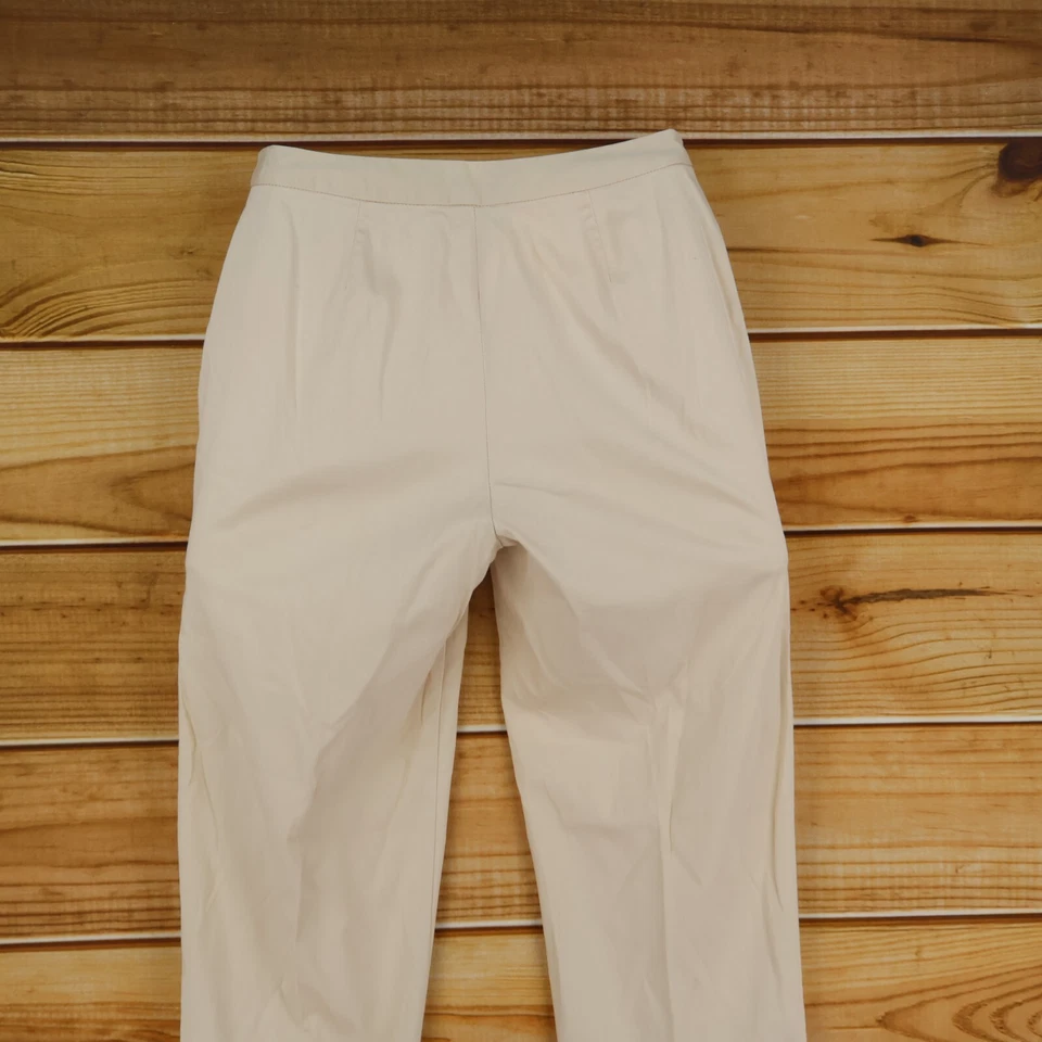 Pantalones de vestir Statements para mujer 8 beige largo completo tiro medio frente plano recto Foto 3 de 4