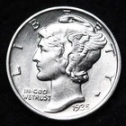 1935 Mercury Silver Dime AU FREE SHIPPING